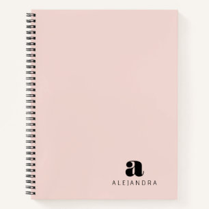 Carnet Nom du monogramme rose gras moderne