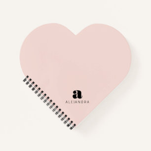 Carnet Nom du monogramme rose gras moderne