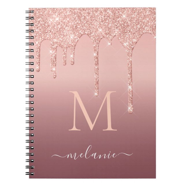 Carnet Nom du monogramme Rose texte Parties scintillant d (Devant)