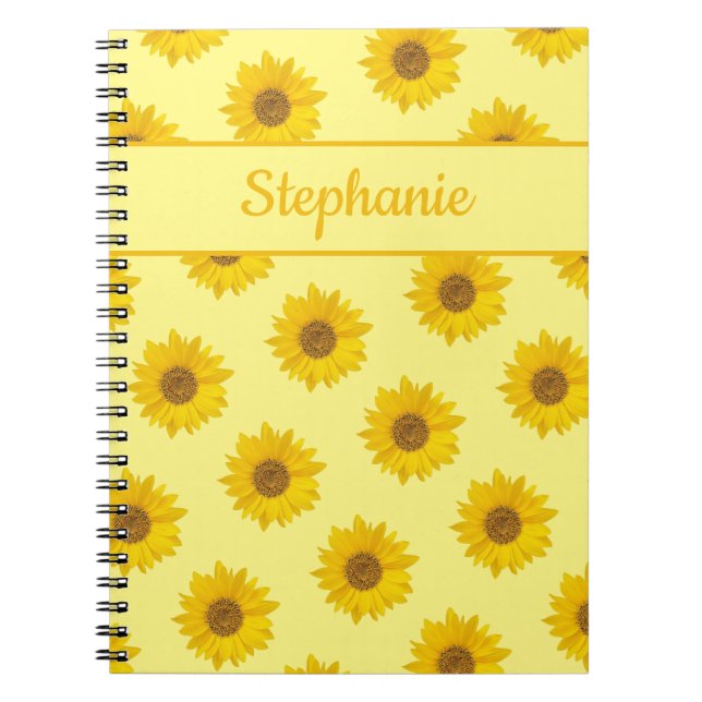Carnet Nom du Motif de tournesol jaune (Devant)
