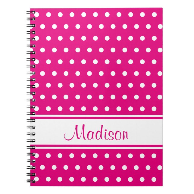 Carnet Nom du script de la bande de points blanc rose cha (Devant)