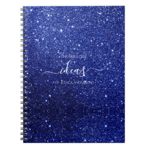Carnet Nom du script de parties scintillant bleu moderne