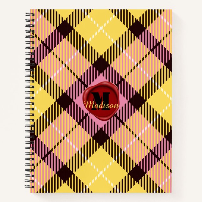 Carnet Nom du script du timbre de tatan rose jaune Chic (Devant)