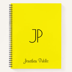 Carnet Nom du script Monogramme initial brillant jaune