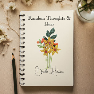 Carnet Nom élégant Fleurs en papier découpé moderne