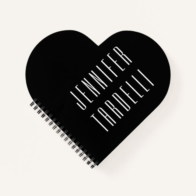 Carnet Nom élégant minimaliste moderne noir (Devant)