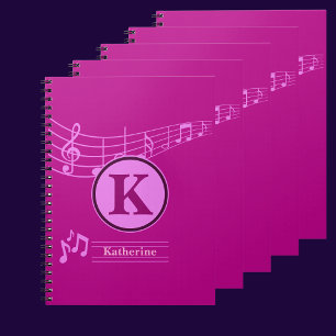 Carnet Nom élégant personnalisé Monogram Letter Music Sch