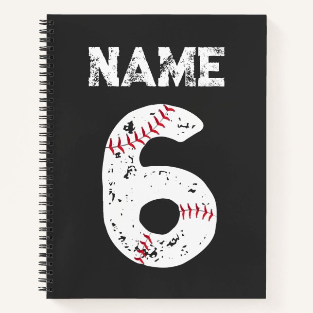 Carnet Nom et numéro 6 Baseball, Baseball (Devant)