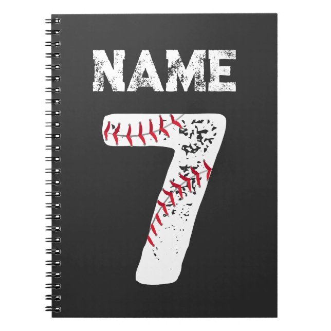 Carnet Nom et numéro 7 Baseball, Baseball Team (Devant)