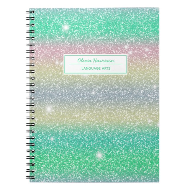 Carnet Nom et sujet de la Parties scintillant Rainbow Omb (Devant)