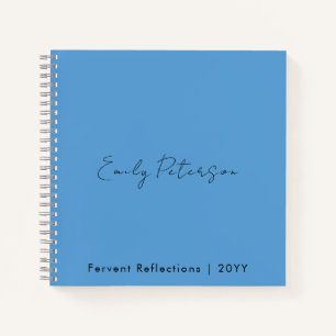 Carnet Nom et titre personnalisés, bleu simple élégant