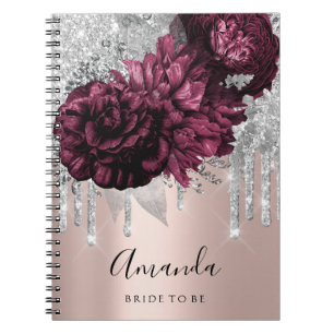 Carnet Nom Fête des mariées Marsala Drives Floral Peony