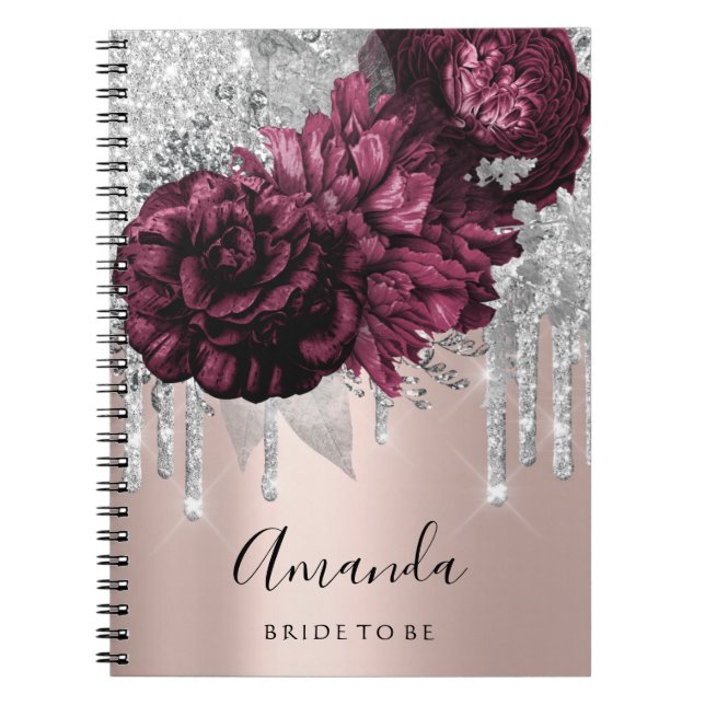 Carnet Nom Fête des mariées Marsala Drives Floral Peony (Devant)