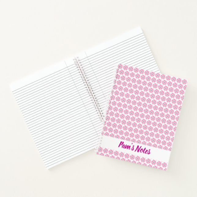 Carnet Nom floral rose moderne (Intérieur)