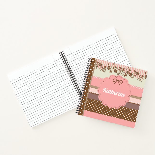 Carnet Nom floral rose pâle (Intérieur)