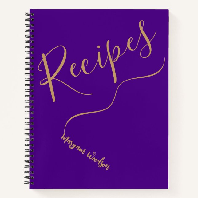 Carnet Nom Gold personnalisé (Recette Journal) Indigo (Devant)
