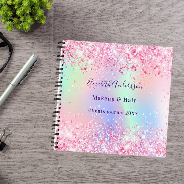 Carnet Nom holographique rose poudré pour affaires (Créateur téléchargé)