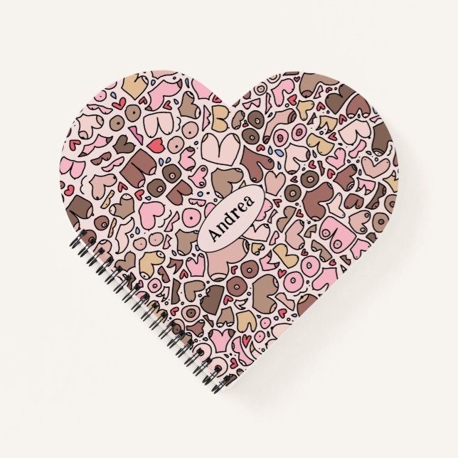 Carnet Nom humour neutre motif mammaire (Devant)