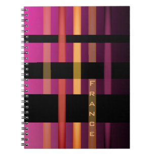 Carnet Nom Initiales ou Mot & Rayures de Tissage Moderne