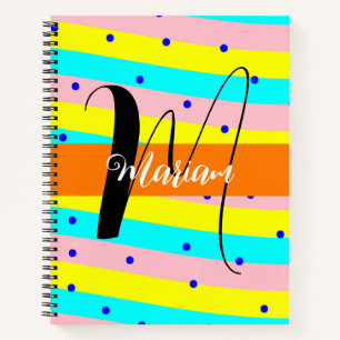 Carnet Nom mignon Monogramme - esthétique multicolore