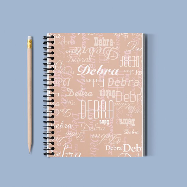 Carnet Nom modifiable Dusty Rose sur toute impression (dusty rose stylish pattern )