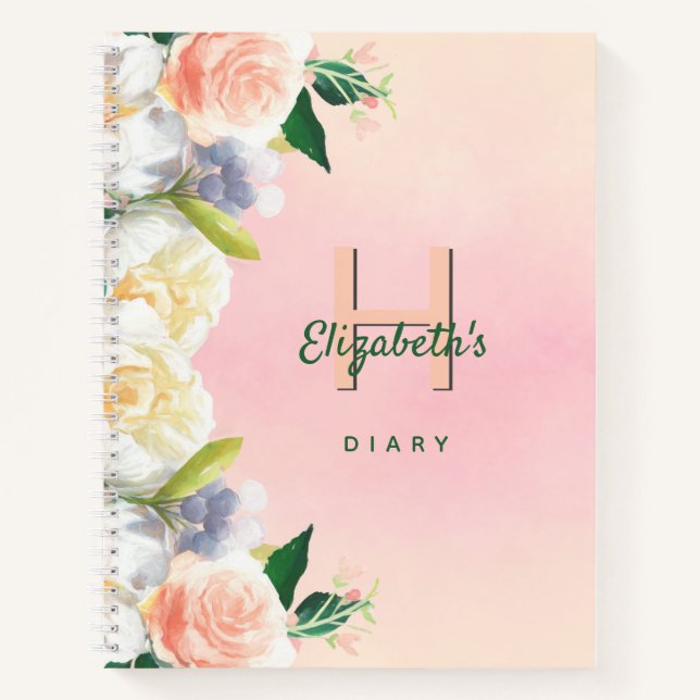 Carnet Nom monogramme des fleurs de broussailles du journ (Devant)