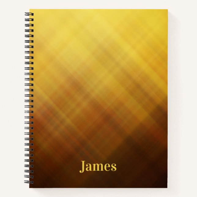 Carnet nom monogramme marron jaune moderne (Devant)