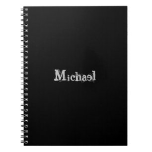 Carnet Nom monogramme moderne minimaliste noir blanc
