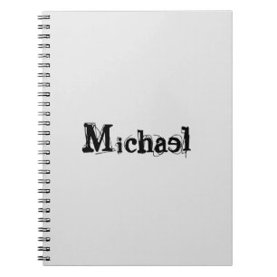 Carnet Nom monogramme moderne minimaliste noir gris