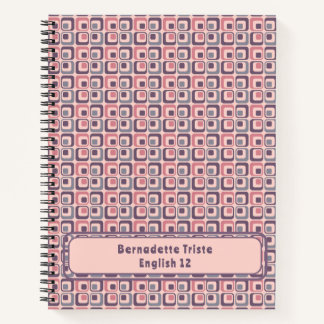 Carnet Nom Moyen-siècle moderne rose violet géométrique
