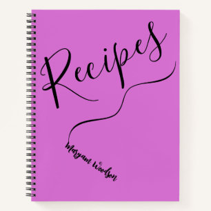 Carnet Nom noir personnalisé (Journal de recette) Orchidé