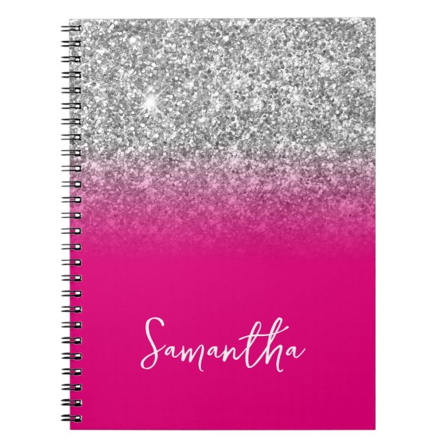 Carnet Nom Ombre rose chaud de la Parties scintillant en  (Devant)