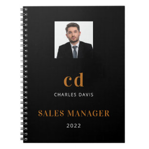 Carnet Nom or noir initiales photo entreprise