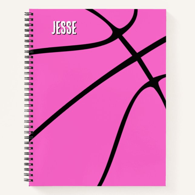 Carnet Nom ou texte du joueur de basket-ball rose Sports  (Devant)