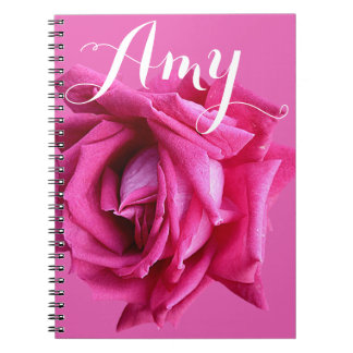 Carnet Nom personnalisable Amy rose floral rose chou 