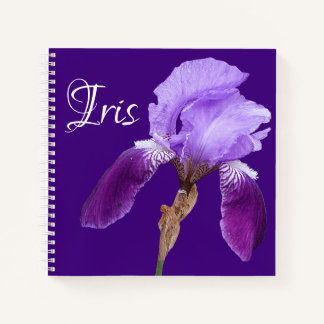 Carnet Nom personnalisable Iris joli boho fleur violet