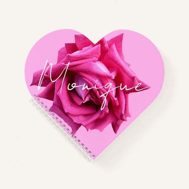 Carnet Nom personnalisable Monique jolie rose rose fun (Devant)