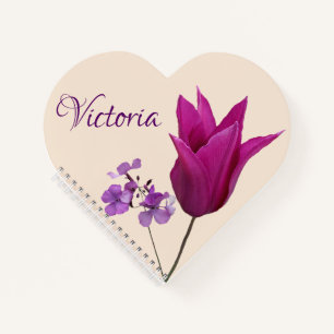 Carnet Nom personnalisable Victoria jolies fleurs violett