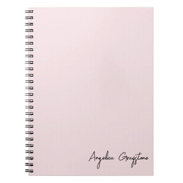 Carnet Nom personnalisé à la mode rose pâle (Devant)