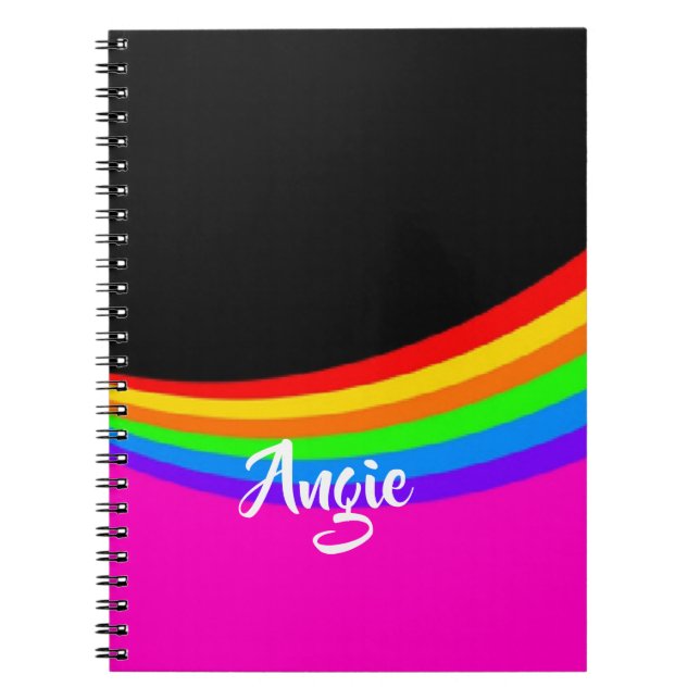 Carnet Nom personnalisé à motif arc-en-ciel (Devant)