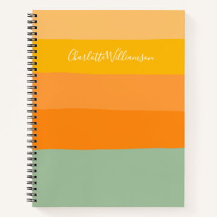 Carnet Nom personnalisé Abstrait Été Jaune Bandes