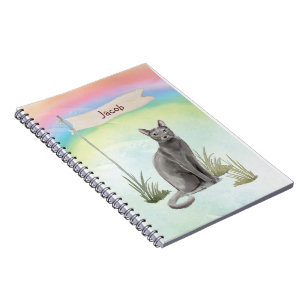 Carnet Nom personnalisé Animal de chat russe bleu