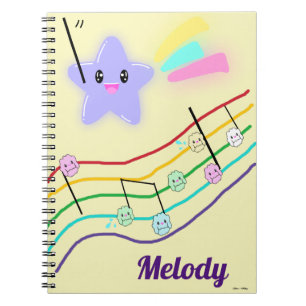 Carnet Nom personnalisé Animal Music Notes Score Kawaii