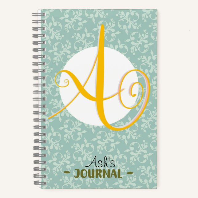 Carnet Nom personnalisé avec Filigree initial et victorie (Recto)