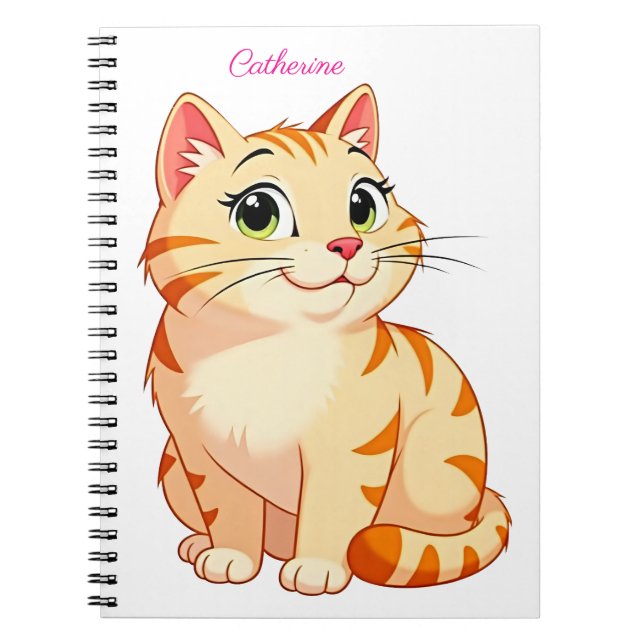 Carnet Nom personnalisé avec un chat cool (Devant)