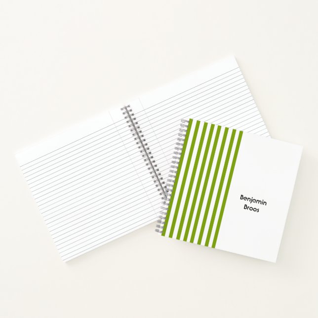 Carnet Nom personnalisé bandes vert et blanc (Intérieur)