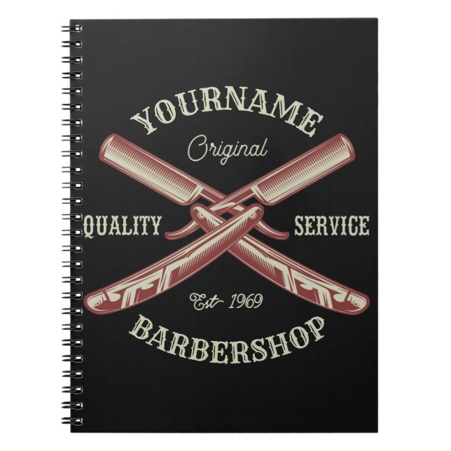 Carnet NOM PERSONNALISÉ Barber Droit Razor Barbershop (Devant)