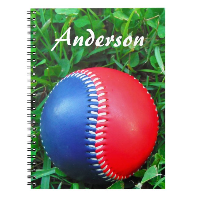 Carnet Nom personnalisé Baseball Rouge Blanc & Bleu (Devant)