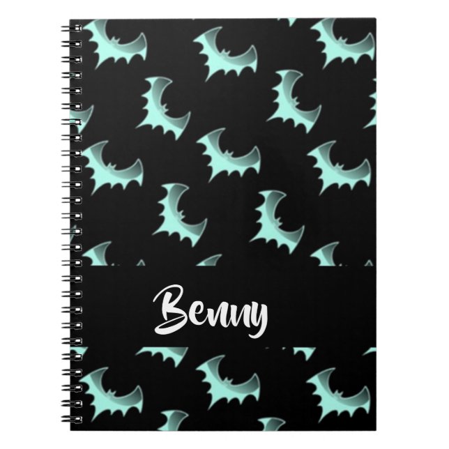 Carnet Nom personnalisé Bats bleus (Devant)