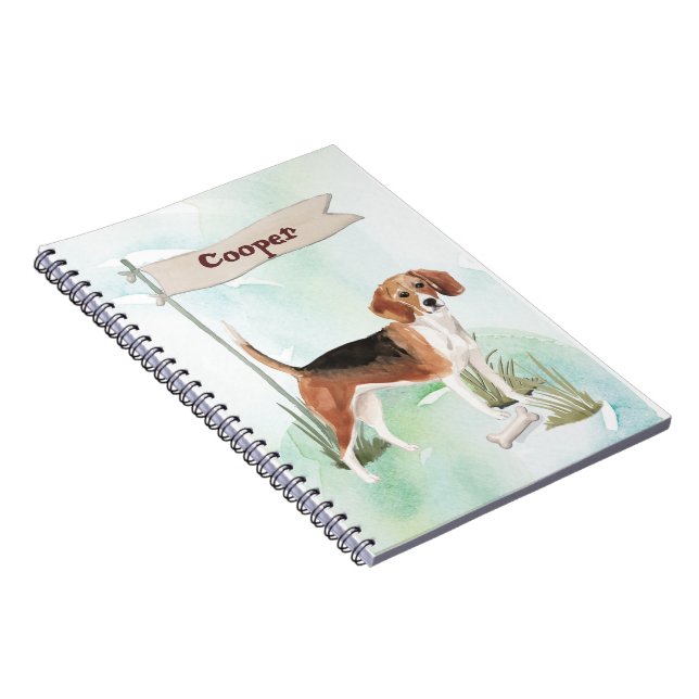 Carnet Nom personnalisé Beagle chien animal (Côté Droit)